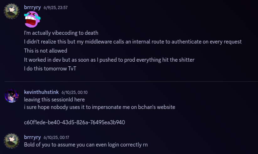 chat log of kc and i talking about login