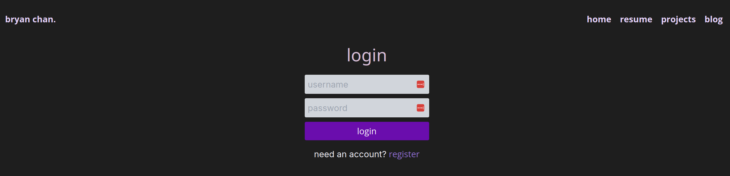 image of the login page