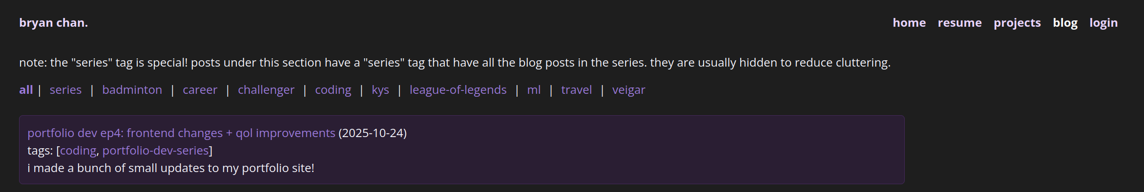 The updated blog hub page